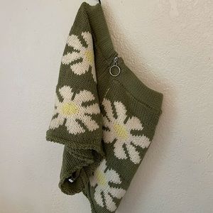 Olive green knit shorts